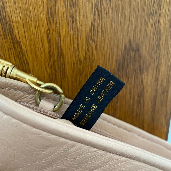Leather Anne Klein Tan Crossbody Bag with Gold Lion Emblem and Gold Accents - Picture 6 of 11